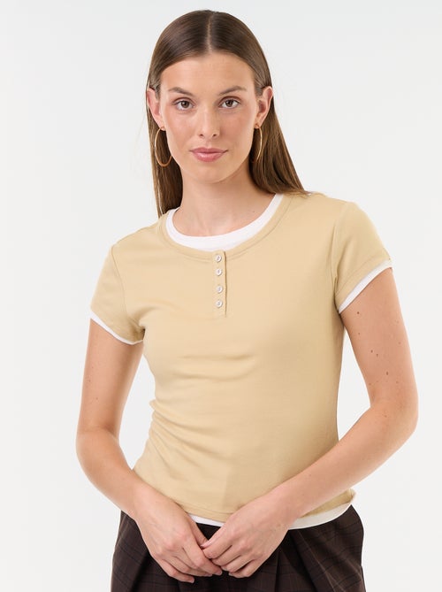 T-shirt com efeito 2 em 1 de manga curta - Kiabi