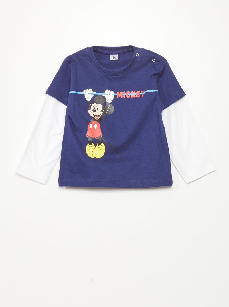 T-shirt com efeito 2 em 1 'Mickey Mouse' AZUL - Kiabi