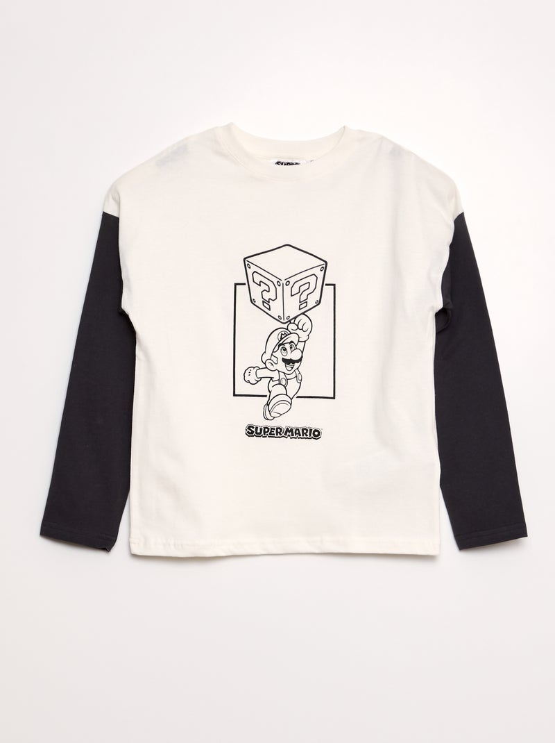 T-shirt com efeito 2 em 1 'Super Mario' BRANCO - Kiabi