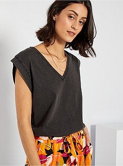 T-shirt com efeito envelhecido de conceção ecológica - Kiabi