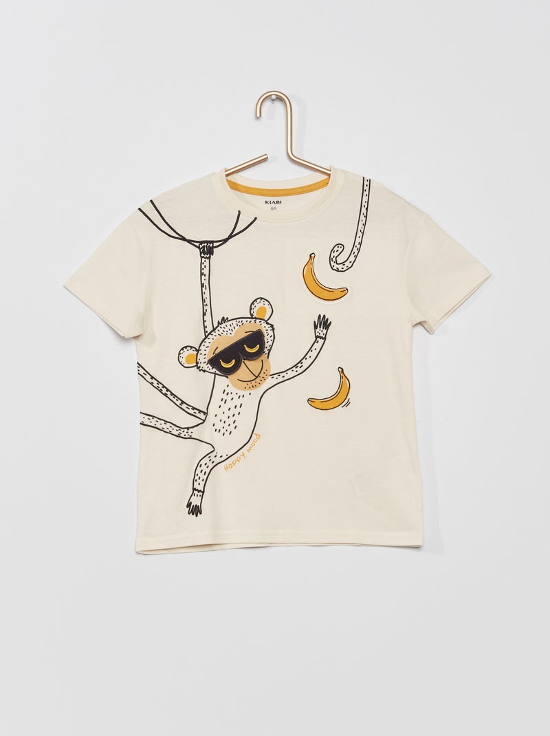 T-shirt com estampa BEGE - Kiabi