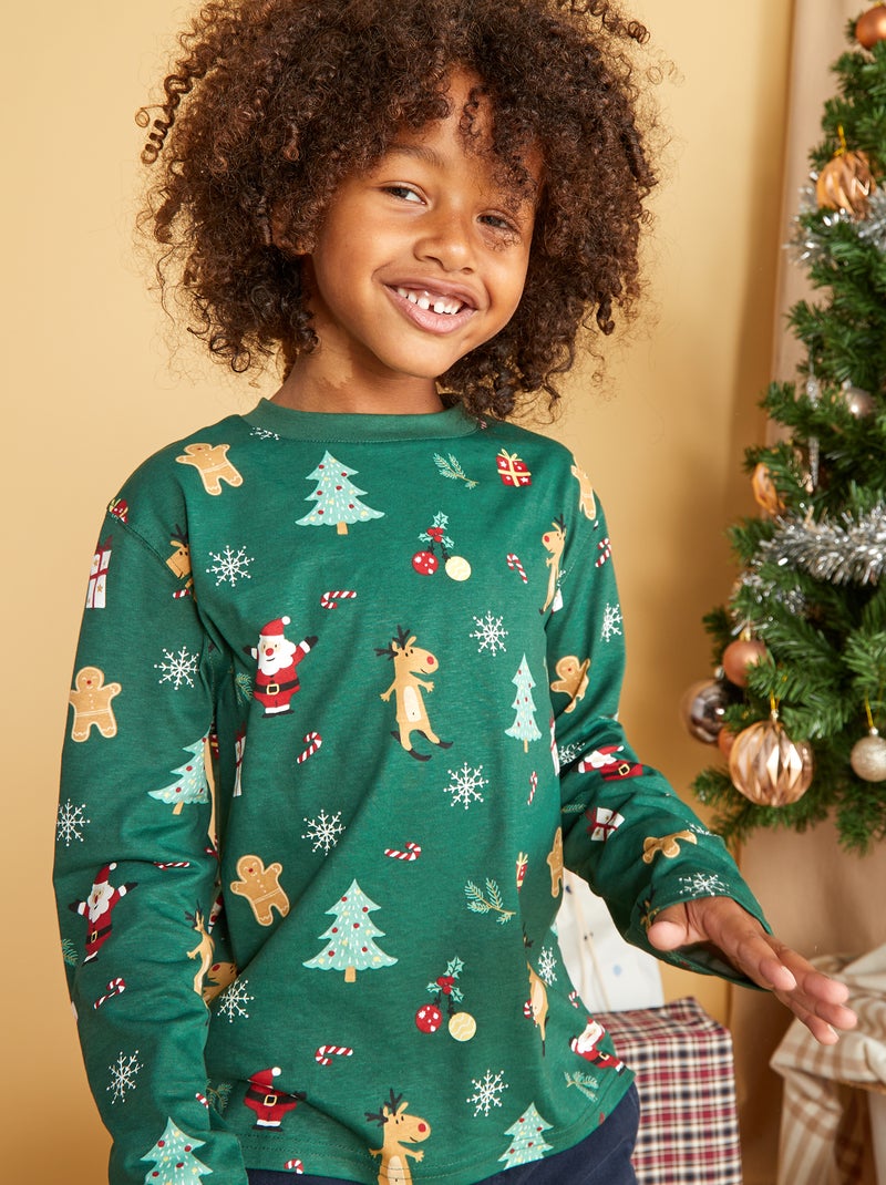 T-shirt com estampa de Natal VERDE - Kiabi