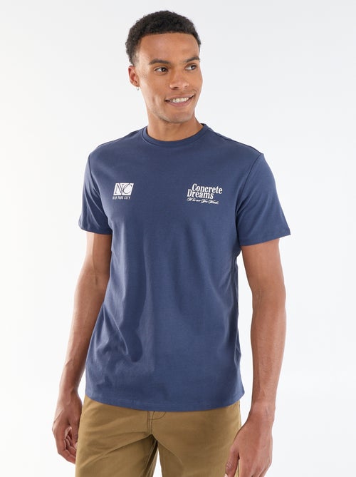 T-shirt com Estampa Frente e Verso e Mangas Curtas - Kiabi