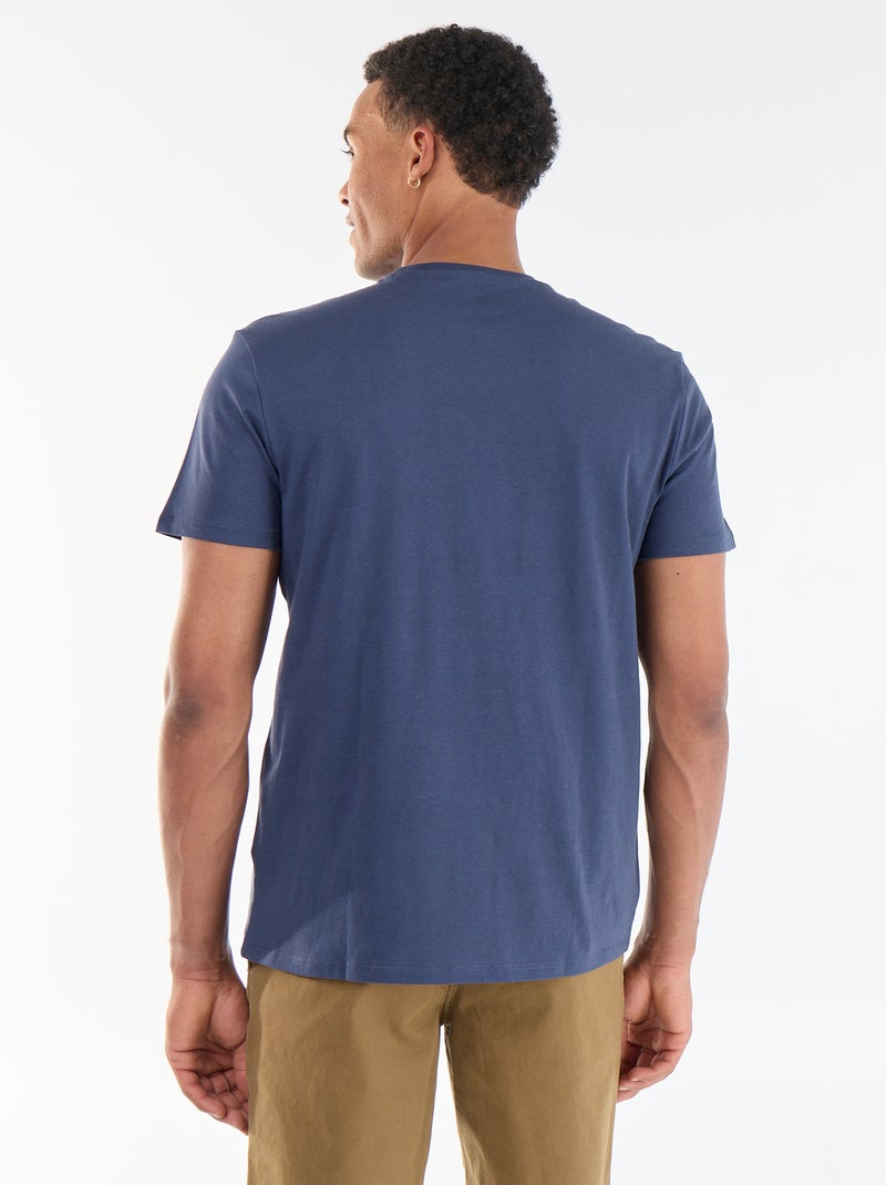 T-shirt com Estampa Frente e Verso e Mangas Curtas Azul - Kiabi