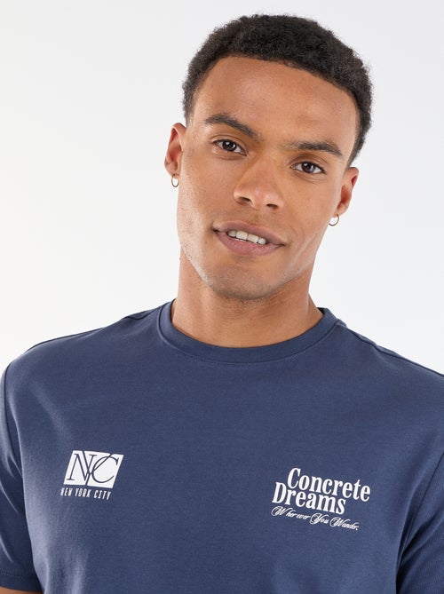 T-shirt com Estampa Frente e Verso e Mangas Curtas - Kiabi