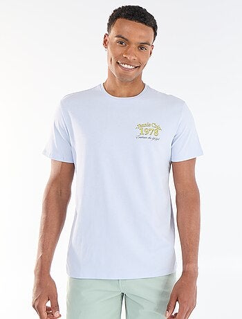 T-shirt com Estampa Frente e Verso e Mangas Curtas