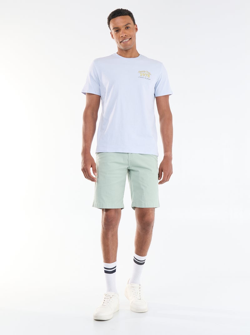 T-shirt com Estampa Frente e Verso e Mangas Curtas Azul - Kiabi