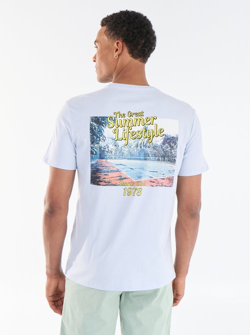 T-shirt com Estampa Frente e Verso e Mangas Curtas - Kiabi