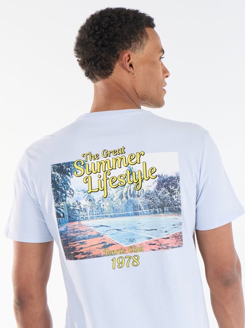 T-shirt com Estampa Frente e Verso e Mangas Curtas - Kiabi