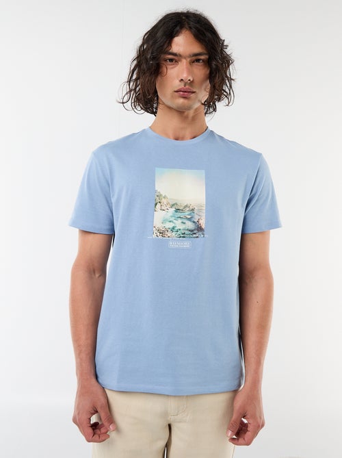 T-shirt com Estampa Frente e Verso e Mangas Curtas - Kiabi