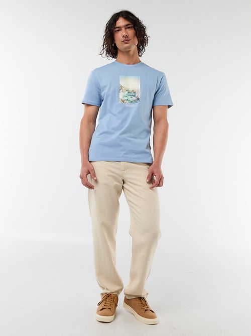 T-shirt com Estampa Frente e Verso e Mangas Curtas - Kiabi