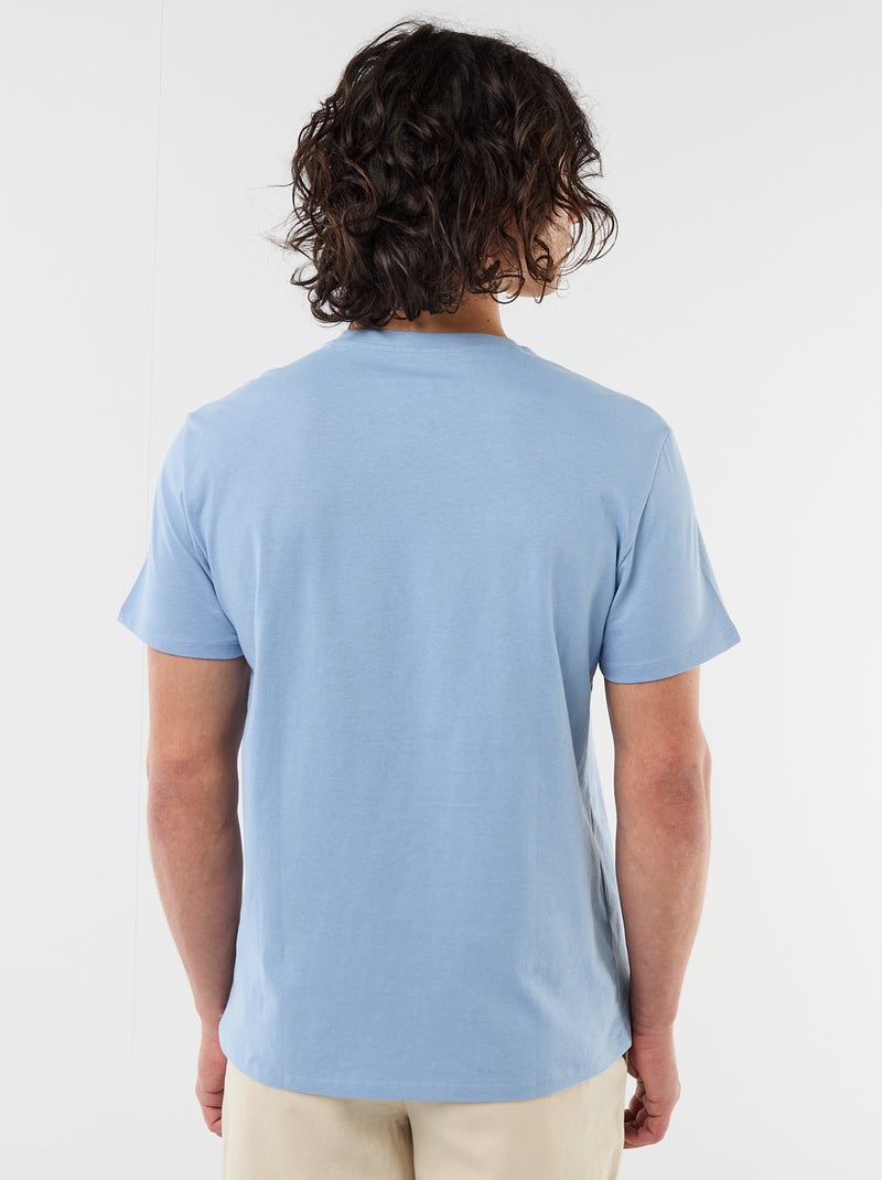 T-shirt com Estampa Frente e Verso e Mangas Curtas Azul - Kiabi