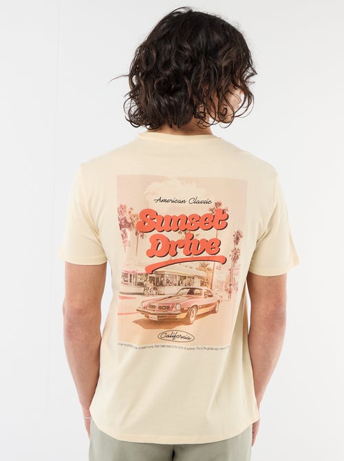 T-shirt com Estampa Frente e Verso e Mangas Curtas - Kiabi