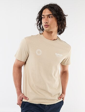 T-shirt com Estampa Frente e Verso e Mangas Curtas