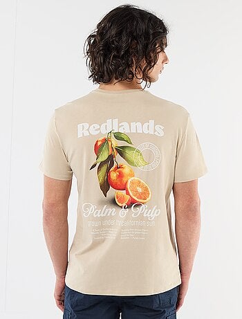 T-shirt com Estampa Frente e Verso e Mangas Curtas