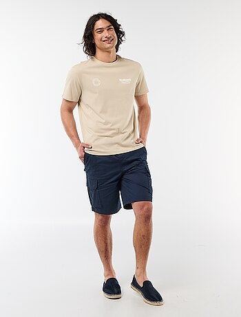 T-shirt com Estampa Frente e Verso e Mangas Curtas