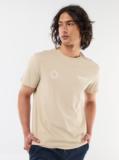 T-shirt com Estampa Frente e Verso e Mangas Curtas - Kiabi