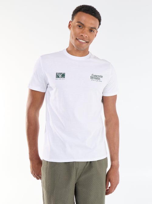 T-shirt com Estampa Frente e Verso e Mangas Curtas - Kiabi