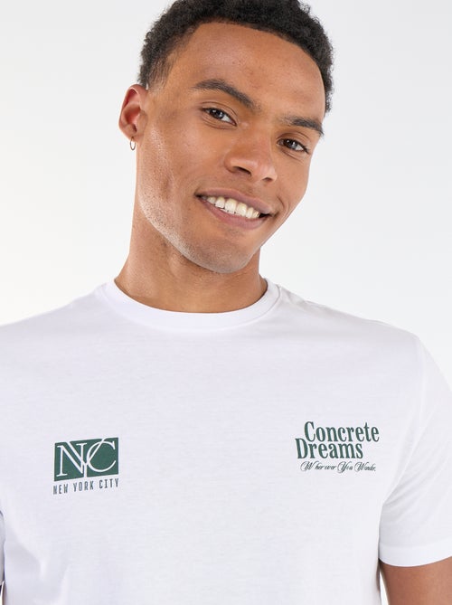 T-shirt com Estampa Frente e Verso e Mangas Curtas - Kiabi