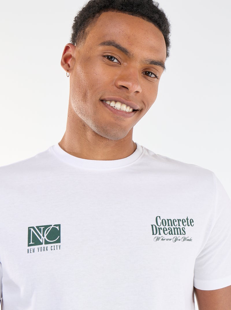 T-shirt com Estampa Frente e Verso e Mangas Curtas Branco - Kiabi