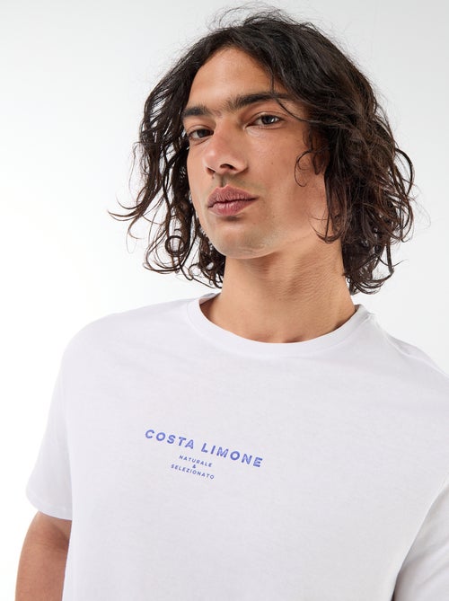 T-shirt com Estampa Frente e Verso e Mangas Curtas - Kiabi