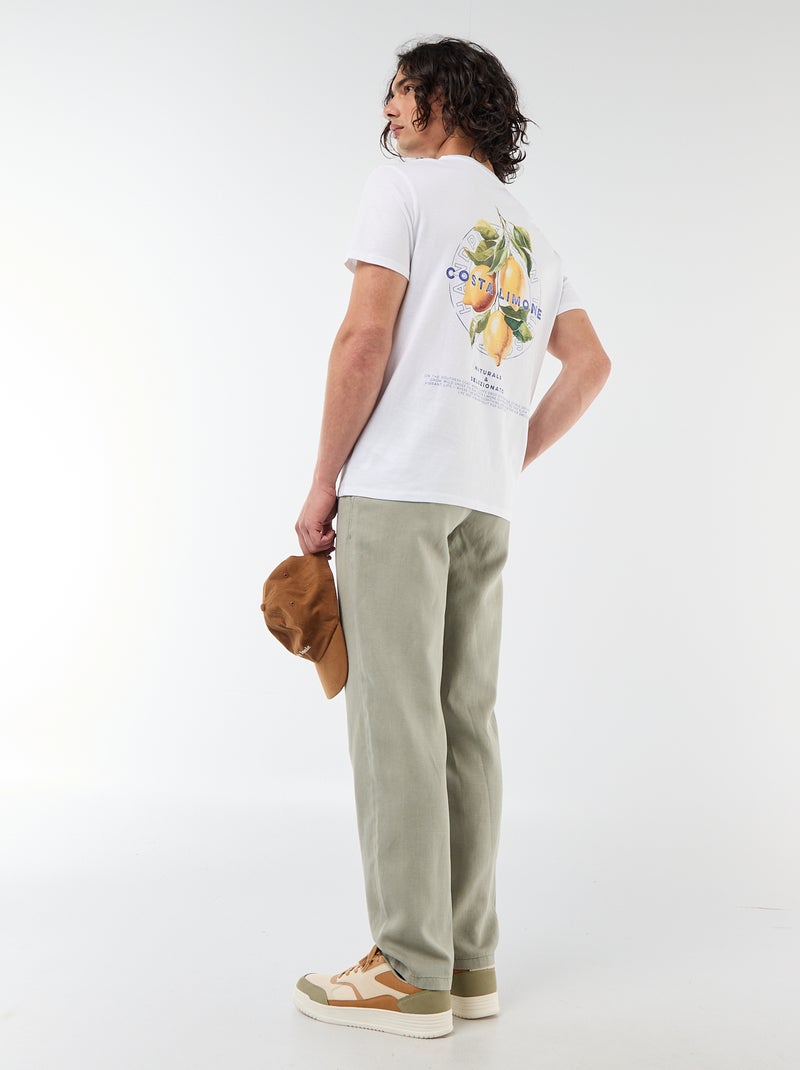 T-shirt com Estampa Frente e Verso e Mangas Curtas Branco - Kiabi