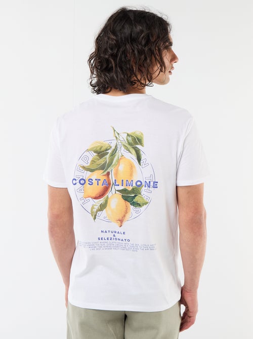 T-shirt com Estampa Frente e Verso e Mangas Curtas - Kiabi