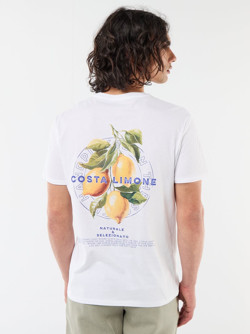 T-shirt com Estampa Frente e Verso e Mangas Curtas Branco - Kiabi
