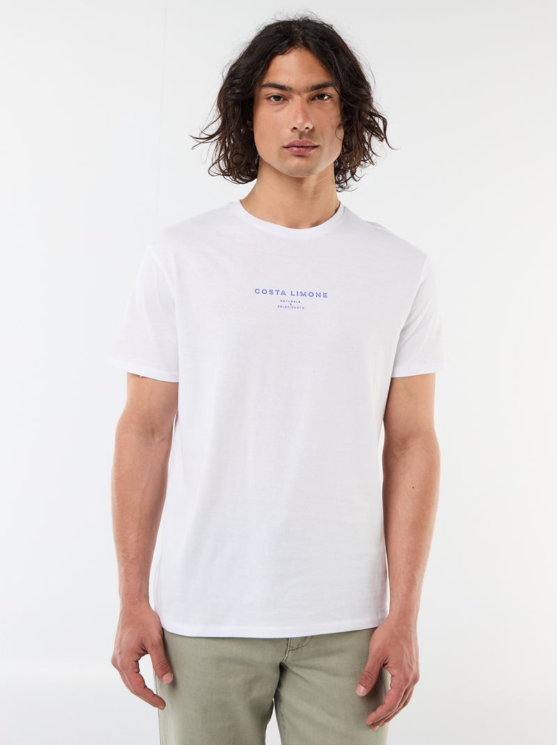 T-shirt com Estampa Frente e Verso e Mangas Curtas Branco - Kiabi
