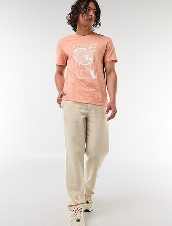 T-shirt com Estampa Frente e Verso e Mangas Curtas