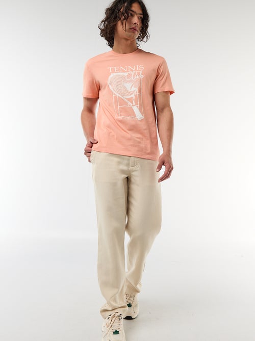 T-shirt com Estampa Frente e Verso e Mangas Curtas - Kiabi