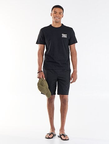 T-shirt com Estampa Frente e Verso e Mangas Curtas