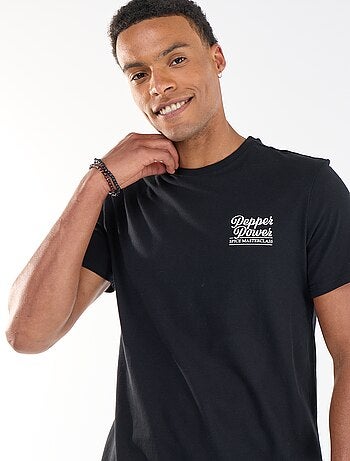T-shirt com Estampa Frente e Verso e Mangas Curtas