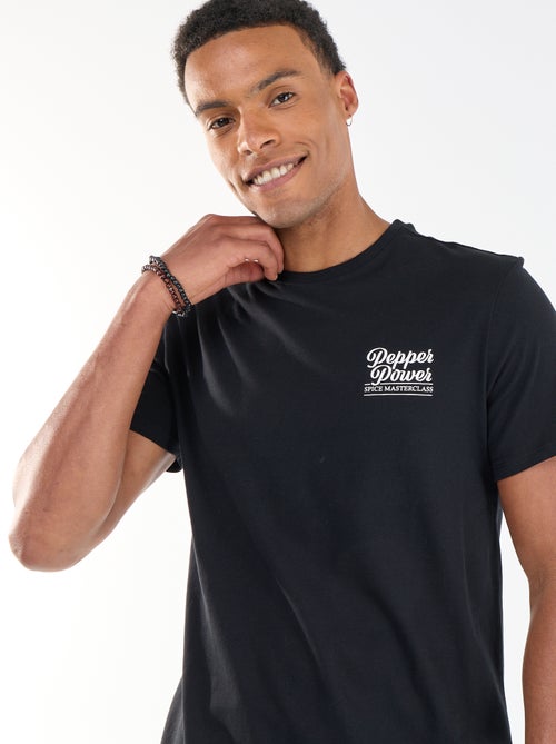 T-shirt com Estampa Frente e Verso e Mangas Curtas - Kiabi