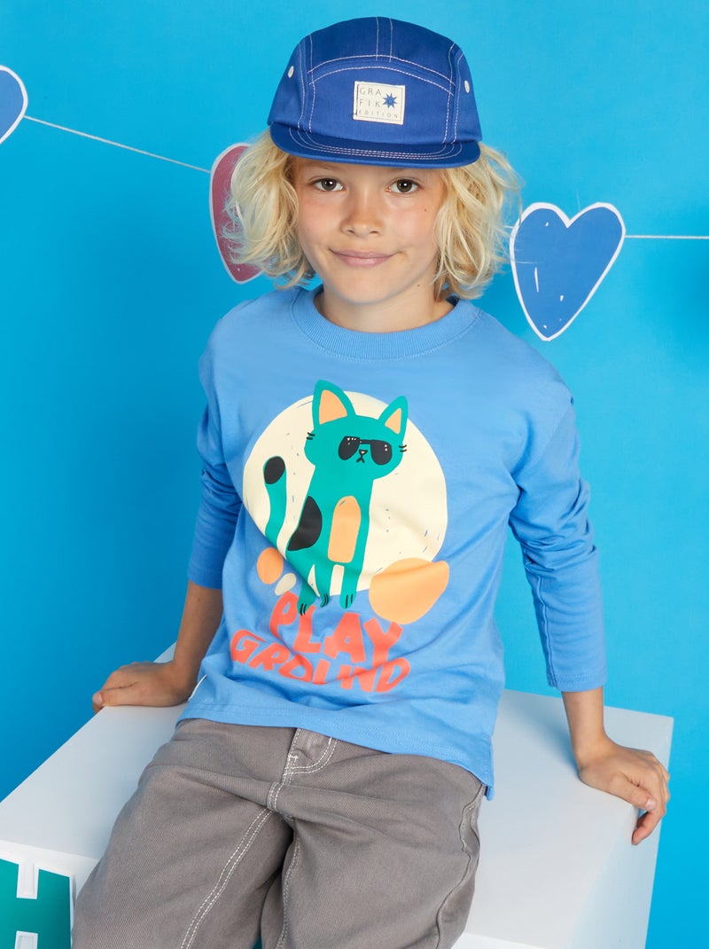 T-shirt com estampado - Graphik Edition AZUL - Kiabi