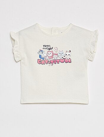 T-shirt com estampado 'A Casa Mágica da Gaby' cavas com folhos