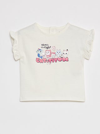 T-shirt com estampado 'A Casa Mágica da Gaby' cavas com folhos