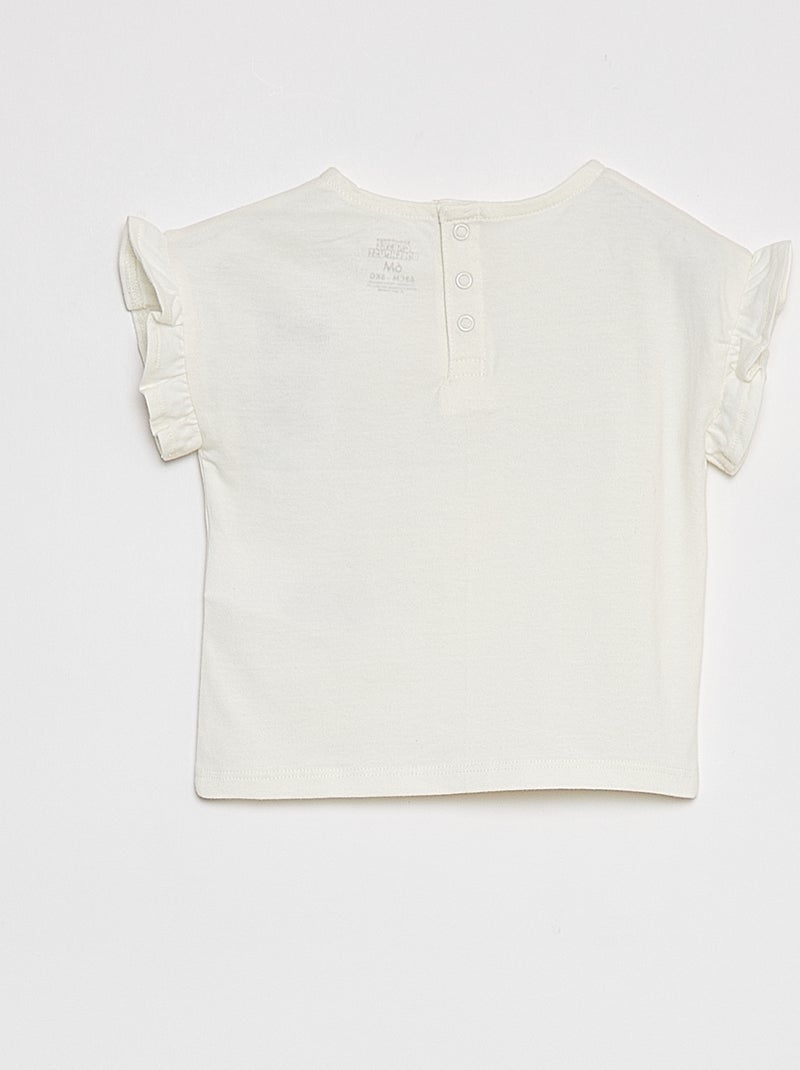 T-shirt com estampado 'A Casa Mágica da Gaby' cavas com folhos BRANCO - Kiabi