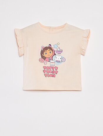 T-shirt com estampado 'A Casa Mágica da Gaby' cavas com folhos