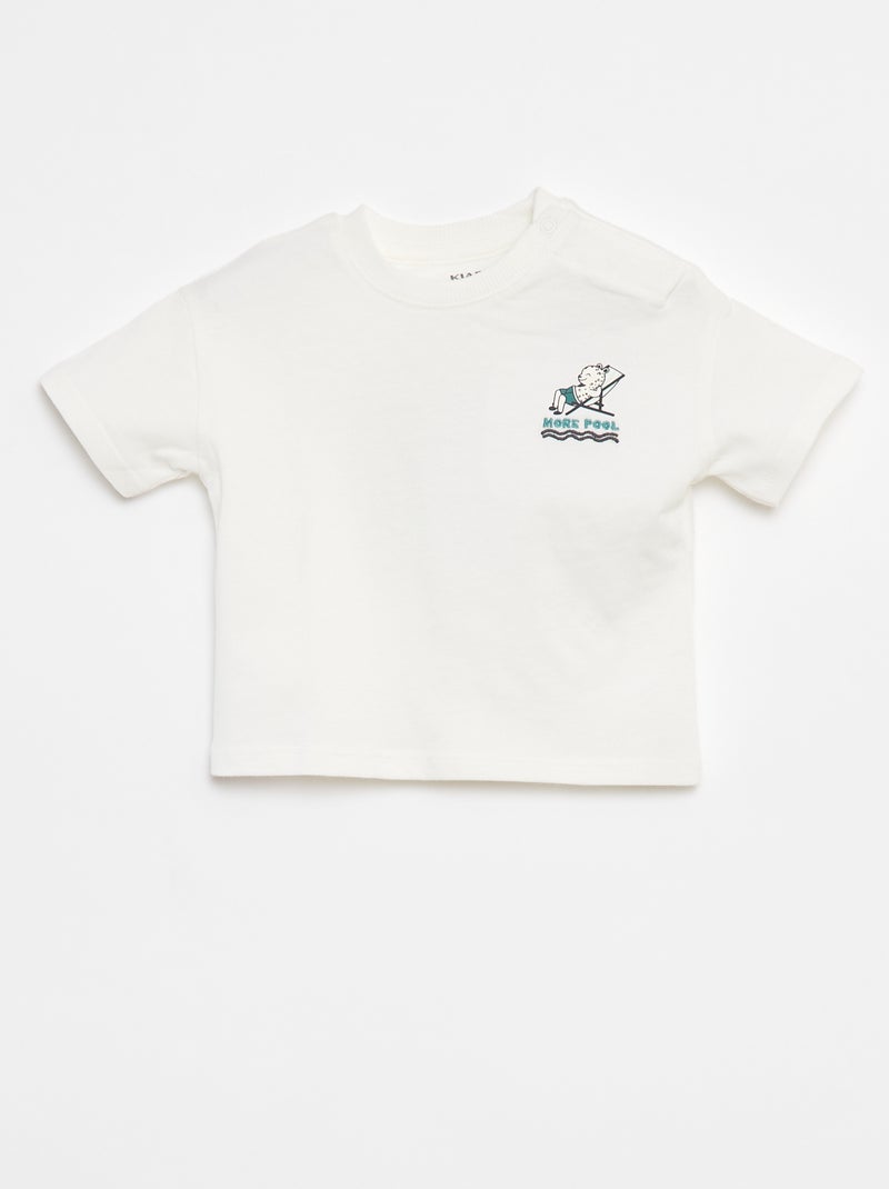 T-shirt com estampado à frente e atrás Branco - Kiabi