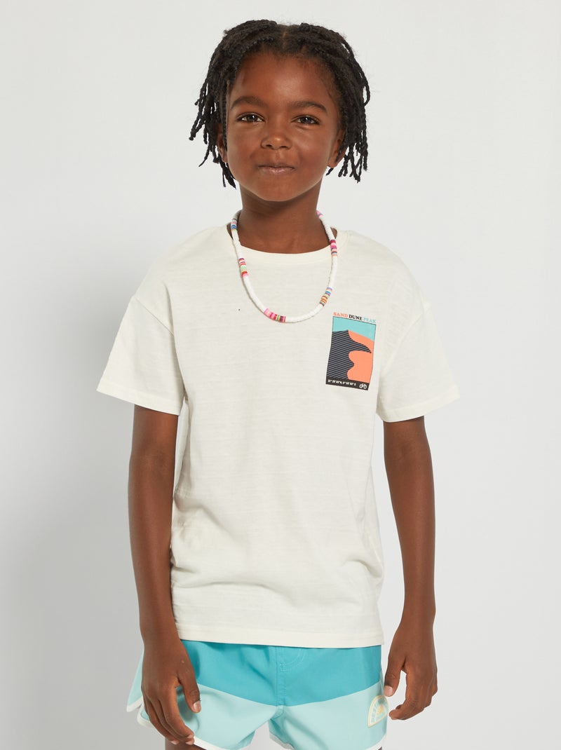 T-shirt com estampado à frente e atrás BRANCO - Kiabi