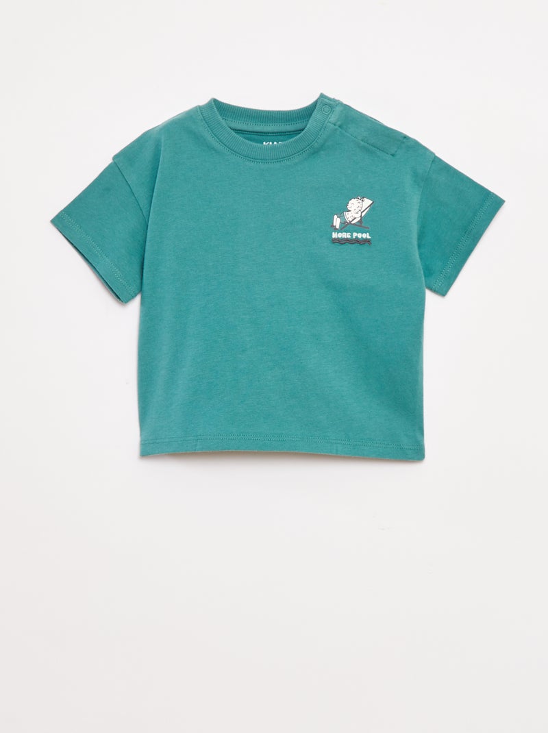 T-shirt com estampado à frente e atrás Verde - Kiabi