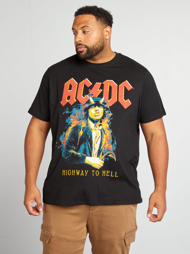 T-shirt com estampado AC/DC de manga custa Preto - Kiabi