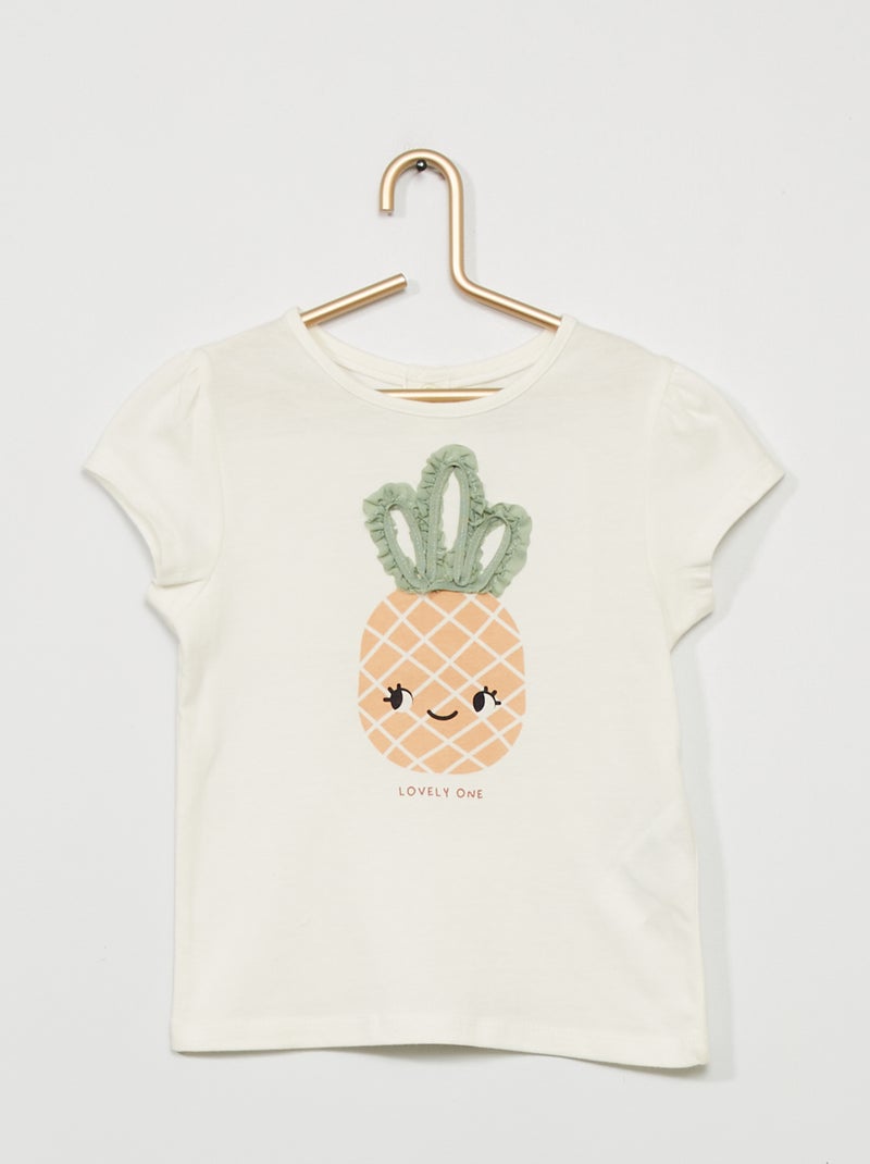 T-shirt com estampado 'ananás' BRANCO - Kiabi