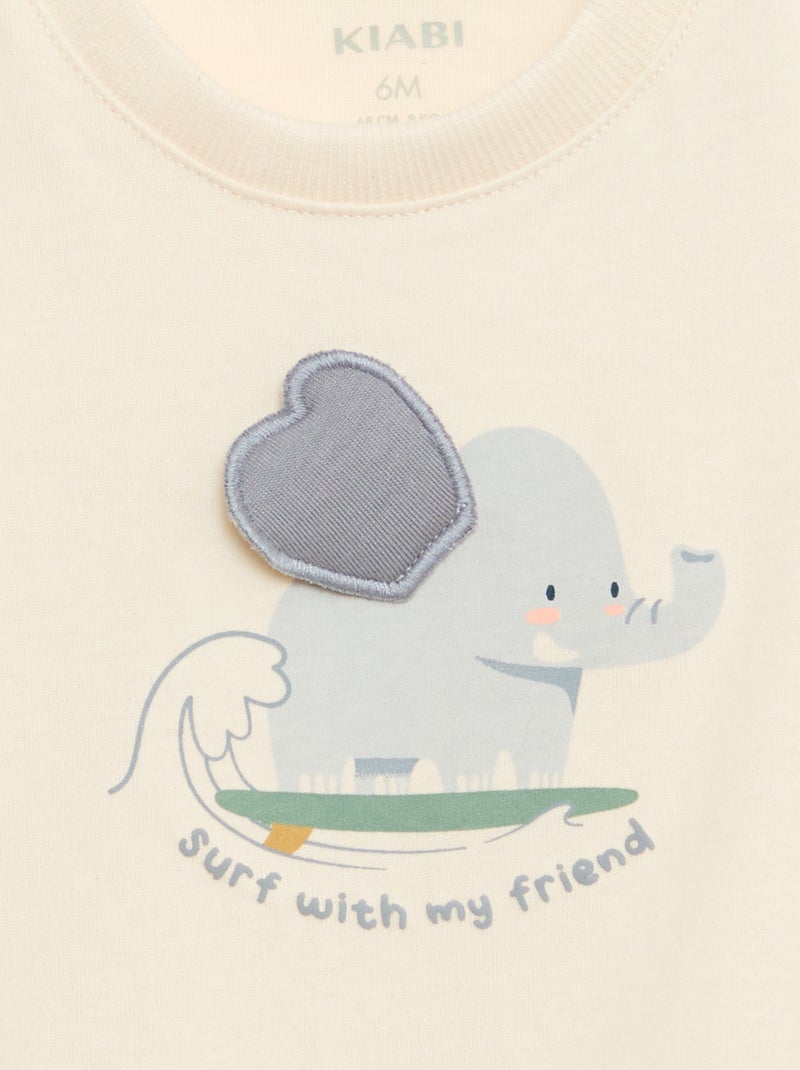 T-shirt com estampado animado Branco - Kiabi