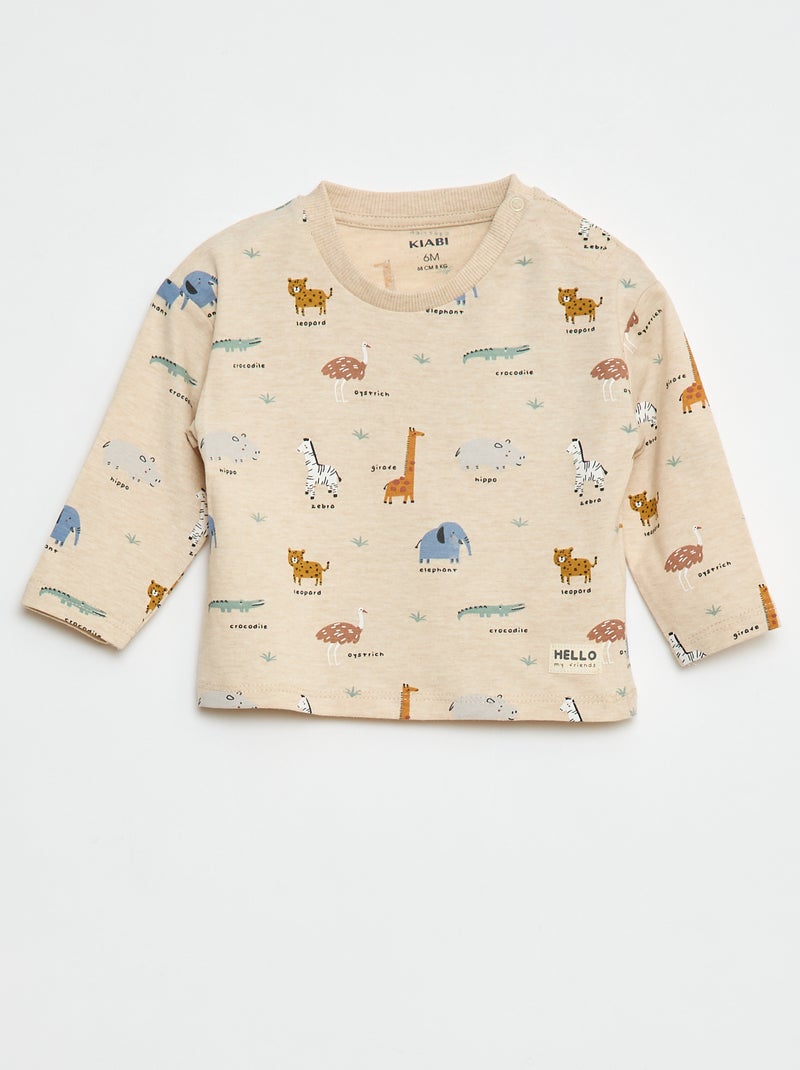 T-shirt com estampado animais Bege - Kiabi
