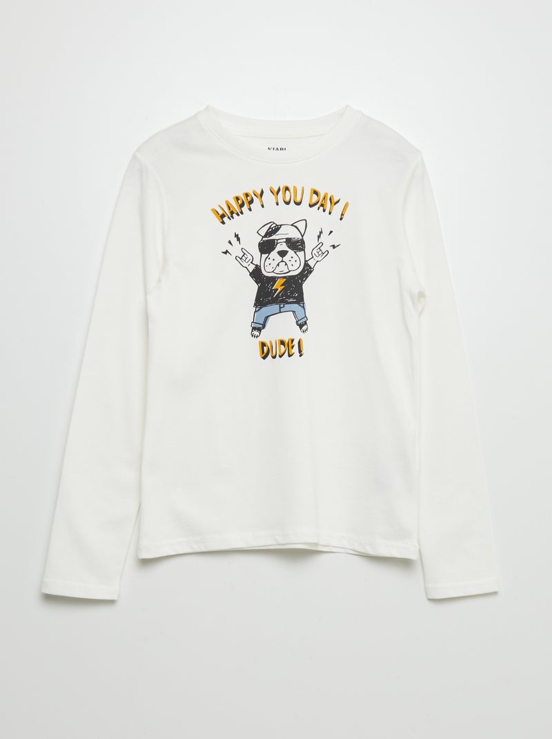 T-shirt com estampado aniversário BEGE - Kiabi