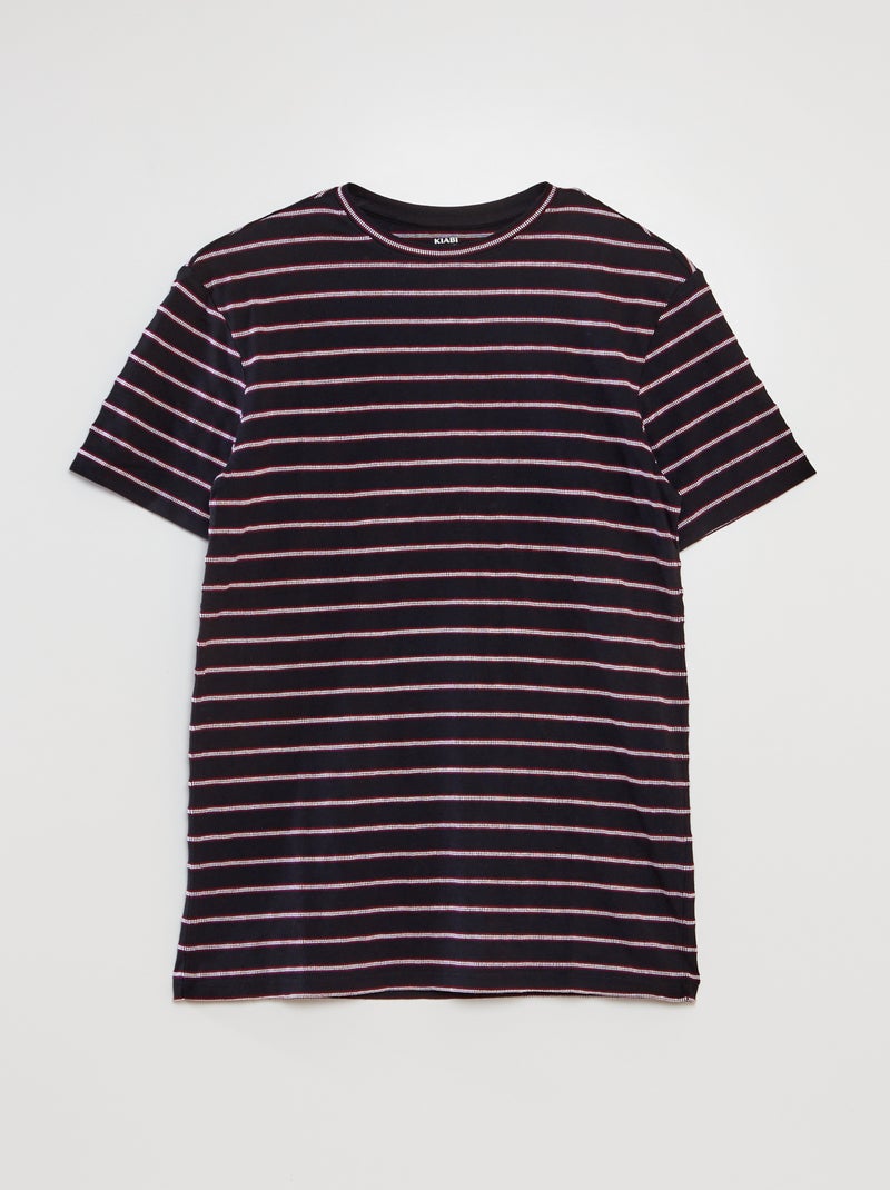 T-shirt com estampado às riscas AZUL - Kiabi