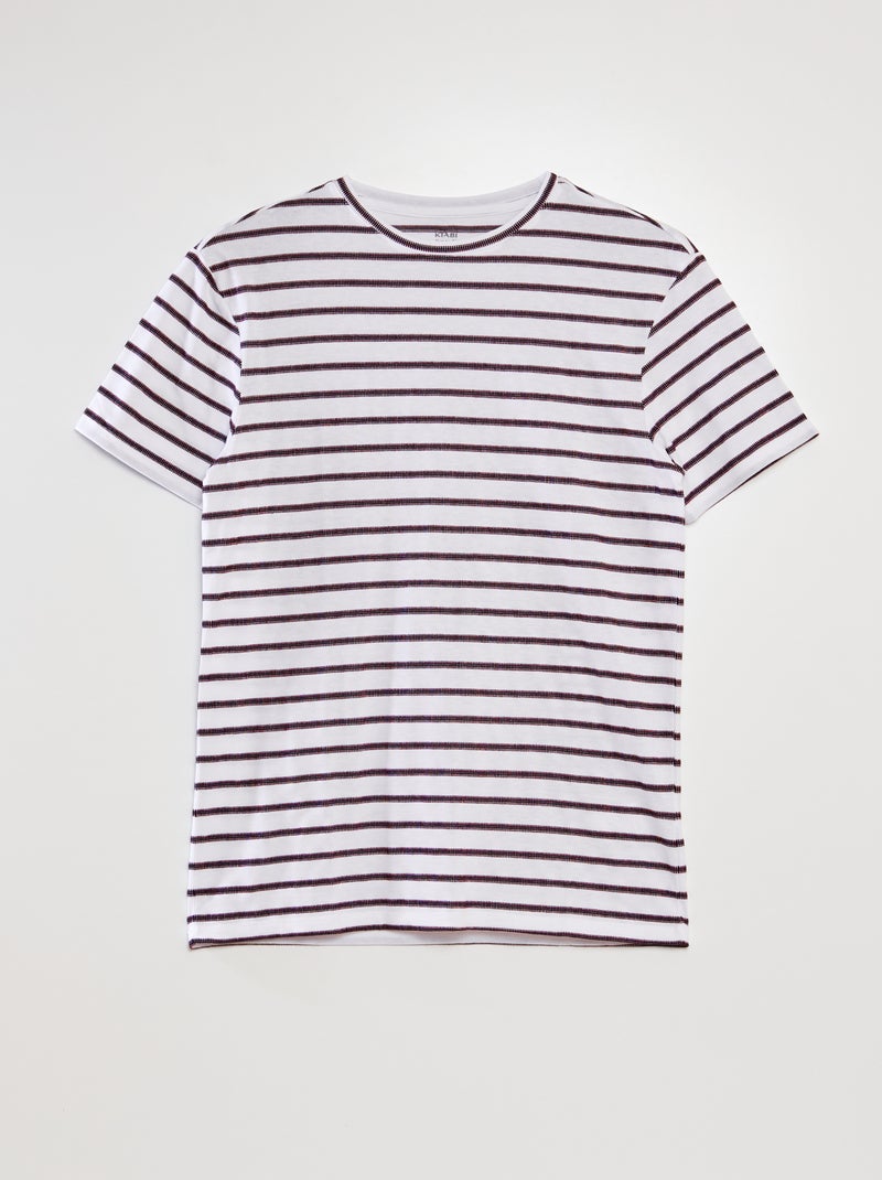 T-shirt com estampado às riscas BRANCO - Kiabi