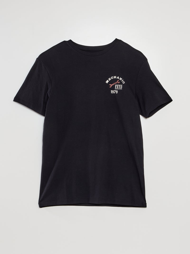 T-shirt com estampado atrás PRETO - Kiabi